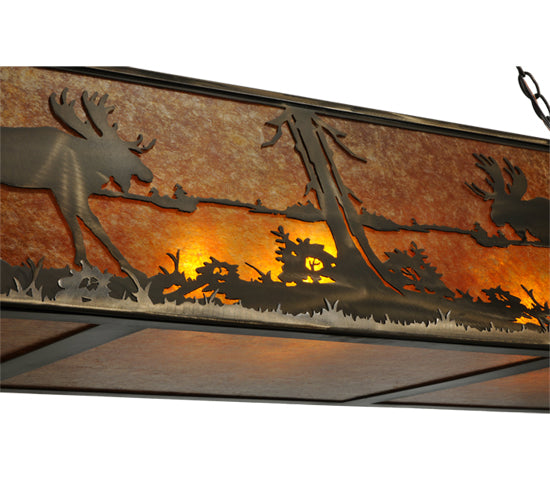 60" Long Moose At Lake Oblong Pendant