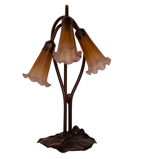 16" High Amber/Purple Pond Lily 3 Lt Table Base