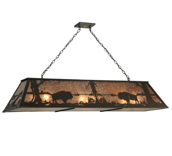 62" Long Buffalo At Lake Oblong Pendant