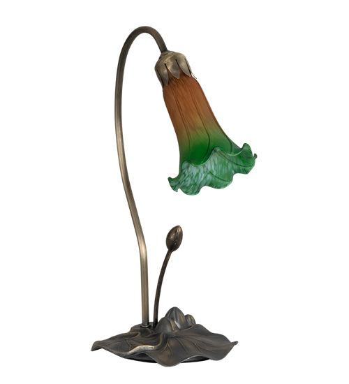 16" High Amber/Green Tiffany Pond Lily Accent Lamp