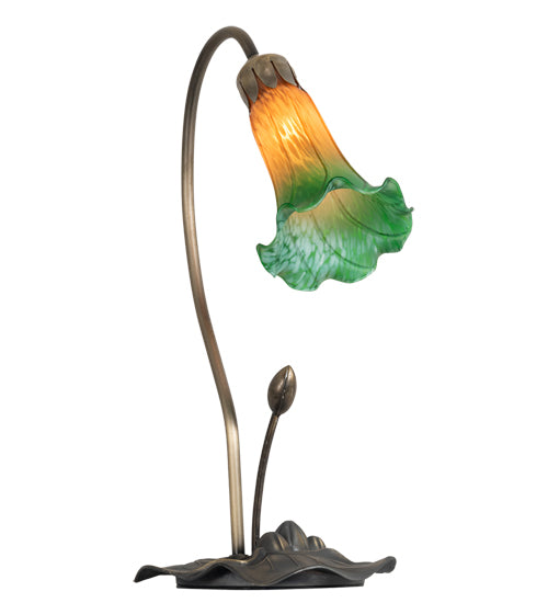 16" High Amber/Green Tiffany Pond Lily Accent Lamp