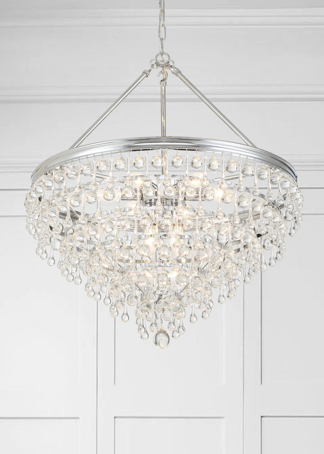 Crystorama Calypso 8 Light Crystal Teardrop Polished Chrome Chandelier