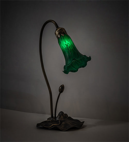 16" High Green Tiffany Pond Lily Accent Lamp