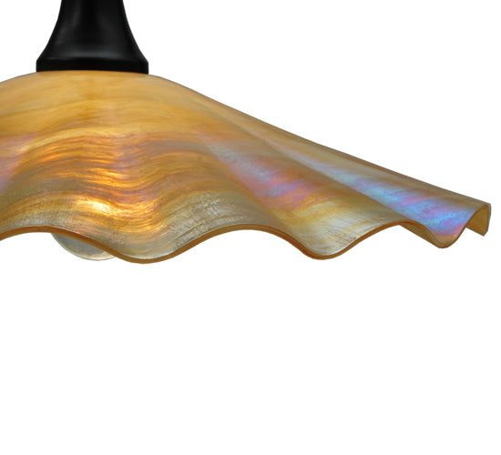 18"W Metro Galatia Scalloped Beige Iridescent Pendant