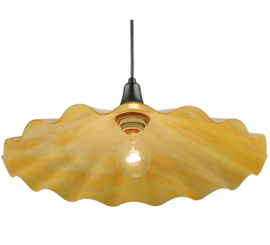 18"W Metro Galatia Scalloped Beige Iridescent Pendant