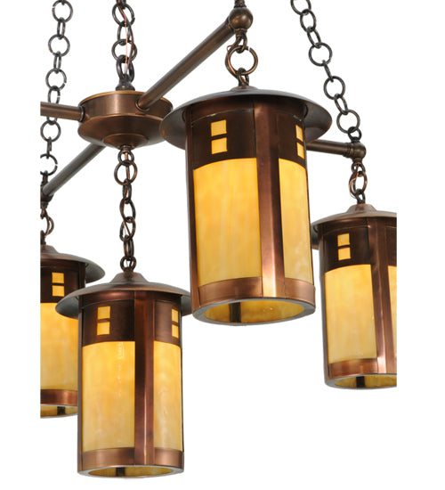 36" Wide Fulton Prairie Loft 5 Light Chandelier