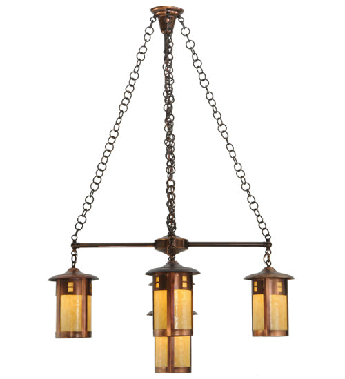 36" Wide Fulton Prairie Loft 5 Light Chandelier