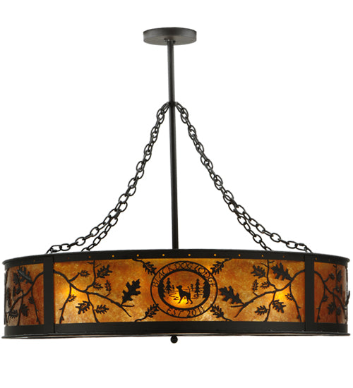 43.75"W Personalized Black Dog Lodge W/Uplights Inverted Pendant