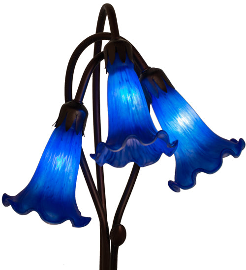 16" High Blue Tiffany Pond Lily 3 Lt Accent Lamp