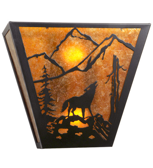 13" Wide Wolf On The Loose Wall Sconce