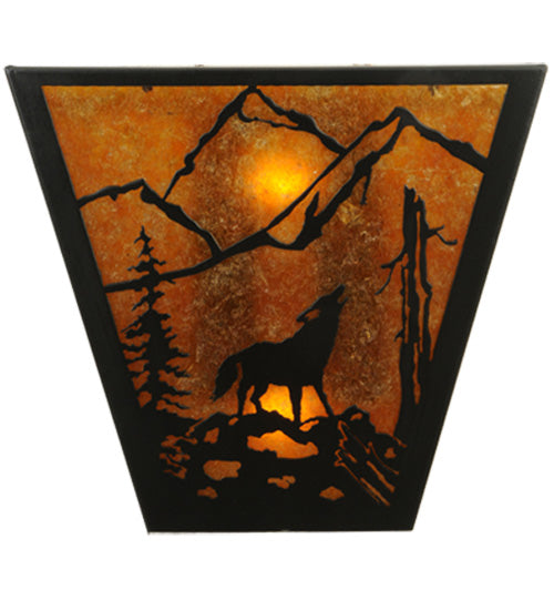 13" Wide Wolf On The Loose Wall Sconce