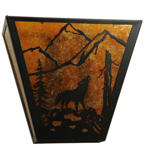 13" Wide Wolf On The Loose Wall Sconce