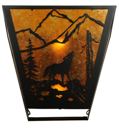 13" Wide Wolf On The Loose Wall Sconce