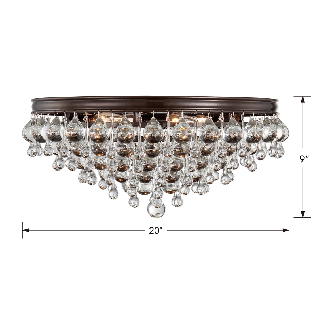 Crystorama Calypso 6 Light Crystal Teardrop Polished Chrome Flush Mount