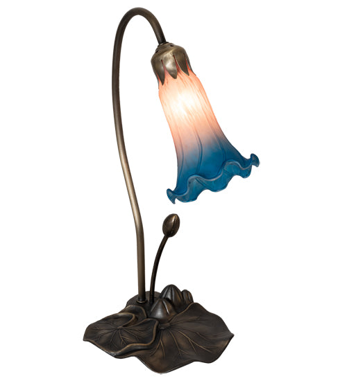 16" High Pink/Blue Tiffany Pond Lily Accent Lamp