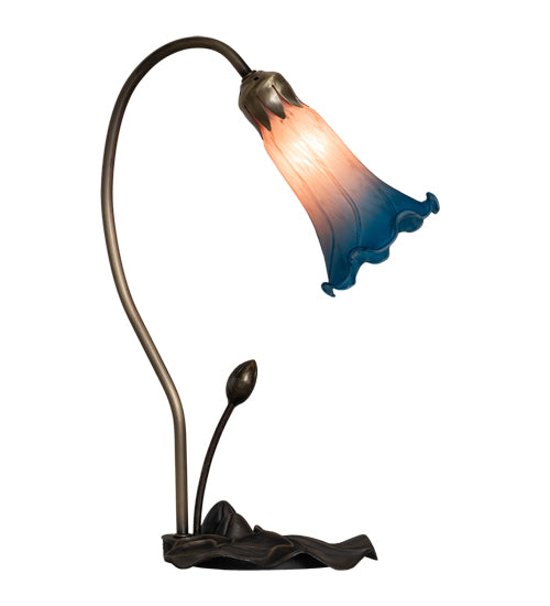 16" High Pink/Blue Tiffany Pond Lily Accent Lamp