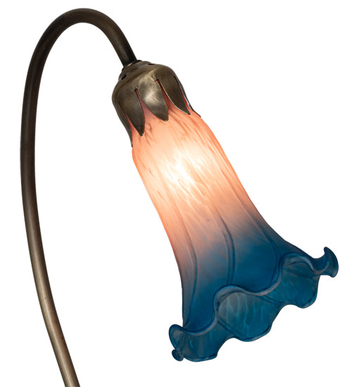 16" High Pink/Blue Tiffany Pond Lily Accent Lamp