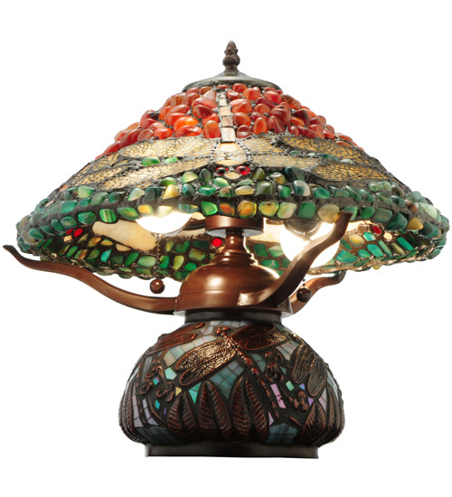 16.5"H Dragonfly Polished Agata Table Lamp