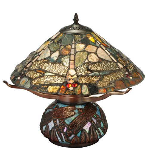 16.5"H Dragonfly Cut Agata Table Lamp