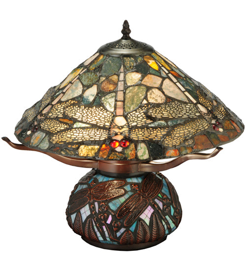 16.5"H Dragonfly Cut Agata Table Lamp