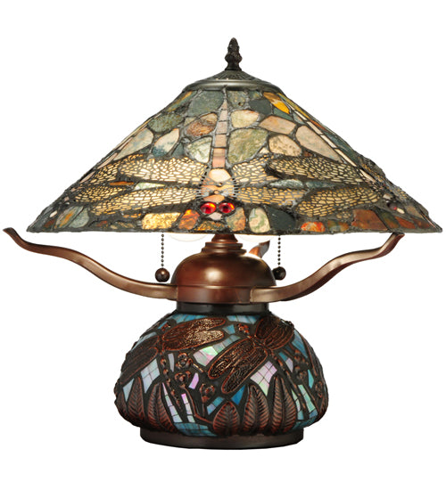 16.5"H Dragonfly Cut Agata Table Lamp