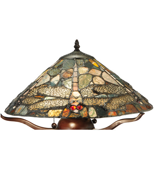 16.5"H Dragonfly Cut Agata Table Lamp