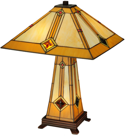 23"H Diamond Mission Lighted Base Table Lamp