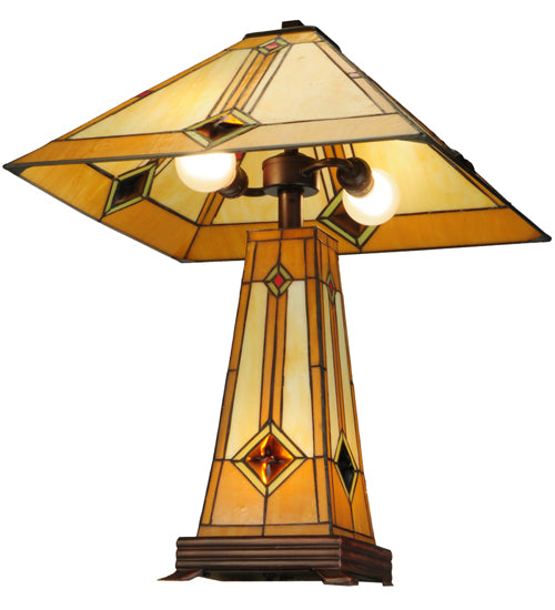 23"H Diamond Mission Lighted Base Table Lamp