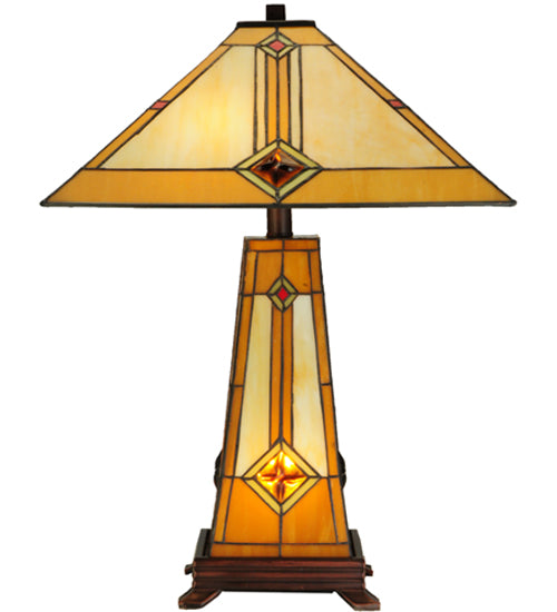 23"H Diamond Mission Lighted Base Table Lamp