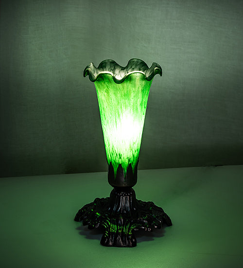 7" High Green Tiffany Pond Lily Victorian Mini Lamp