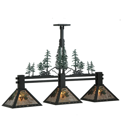 45"L Winter Pine 3 Lt Island Pendant