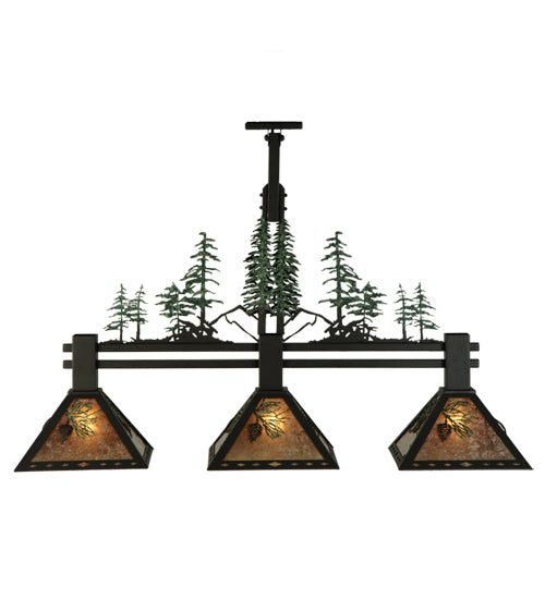 45"L Winter Pine 3 Lt Island Pendant