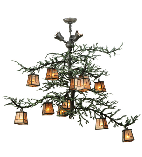 48"W Pine Branch Valley View 12 Lt W/Uplights Chandelier