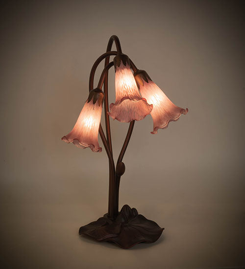 16" High Lavender Tiffany Pond Lily 3 Lt Accent Lamp