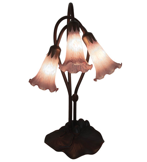 16" High Lavender Tiffany Pond Lily 3 Lt Accent Lamp