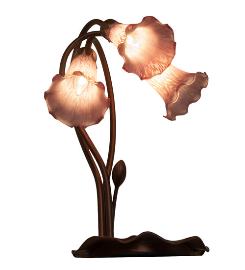 16" High Lavender Tiffany Pond Lily 3 Lt Accent Lamp