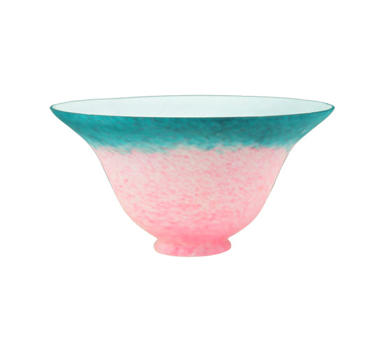 7.5"W Pink/Teal Pate-De-Verre Bell Shade