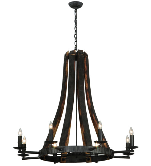 42" Wide Barrel Stave Madera 8 Light Chandelier