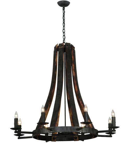 42" Wide Barrel Stave Madera 8 Light Chandelier