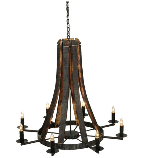 42" Wide Barrel Stave Madera 8 Light Chandelier