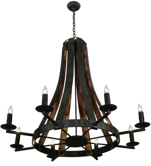 42" Wide Barrel Stave Madera 8 Light Chandelier