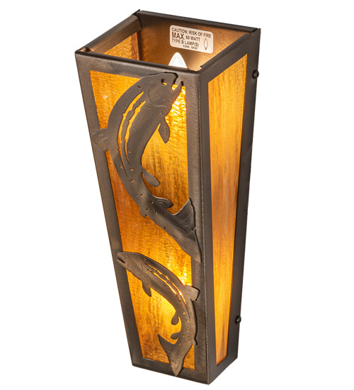 5" Wide Leaping Trout Wall Sconce