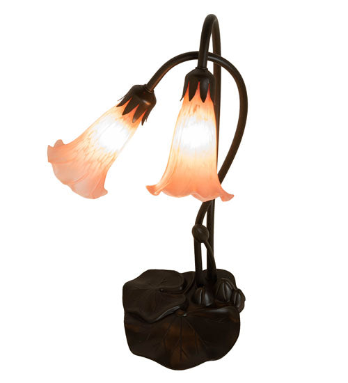 16" High Pink Pond Lily 2 Lt Accent Lamp