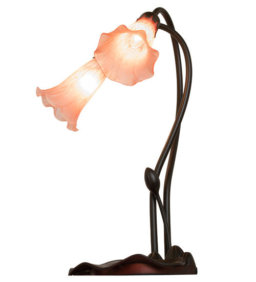 16" High Pink Pond Lily 2 Lt Accent Lamp