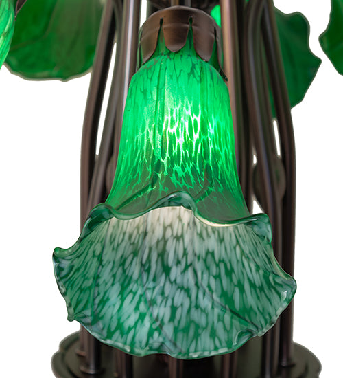 24" Wide Green Tiffany Pond Lily 12 Light Chandelier