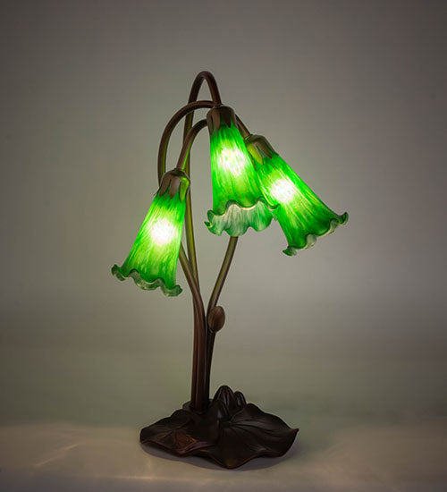 16" High Green Pond Lily 3 Light Accent Lamp