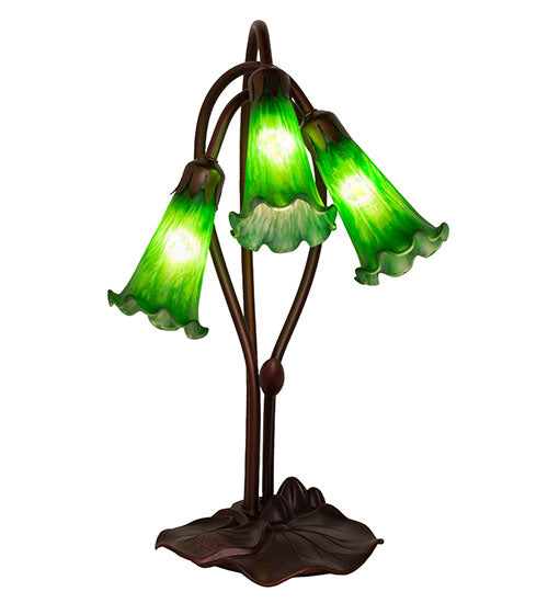 16" High Green Pond Lily 3 Light Accent Lamp