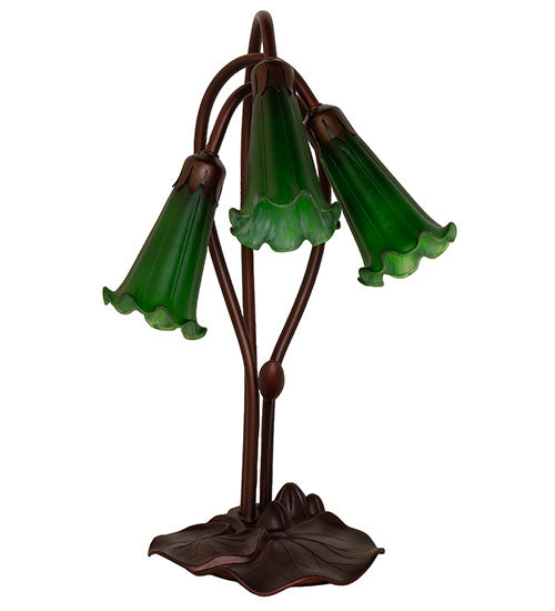 16" High Green Pond Lily 3 Light Accent Lamp