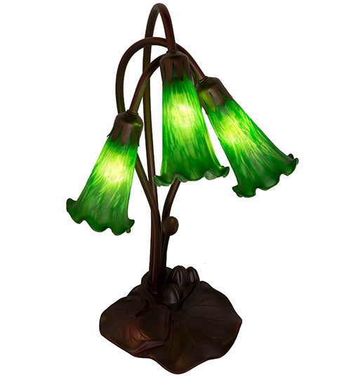 16" High Green Pond Lily 3 Light Accent Lamp