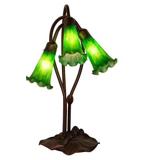 16" High Green Pond Lily 3 Light Accent Lamp